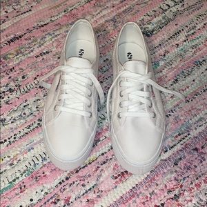 Superga White Platforms